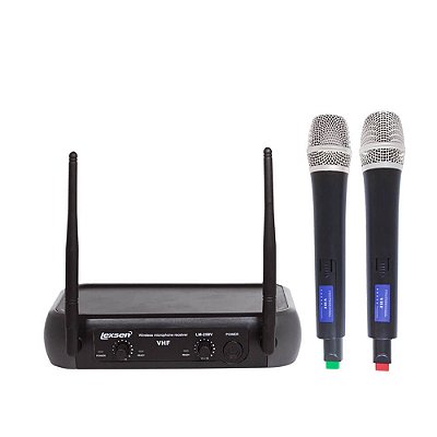 Microfone Duplo Dinâmico Lexsen LM-258V VHF De Mão Sem Fio