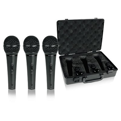 Kit com 3 Microfones Dinâmicos Behringer XM1800S Cardioide