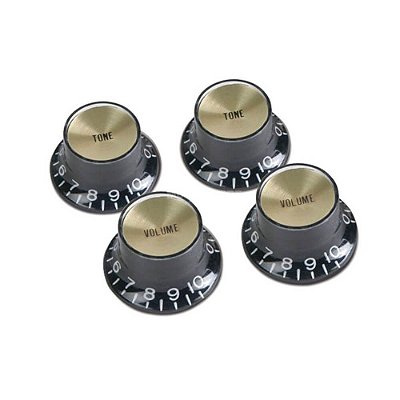 Kit com 4 Knobs Piramidal Hat Gibson PRMK020 Preto/Dourado