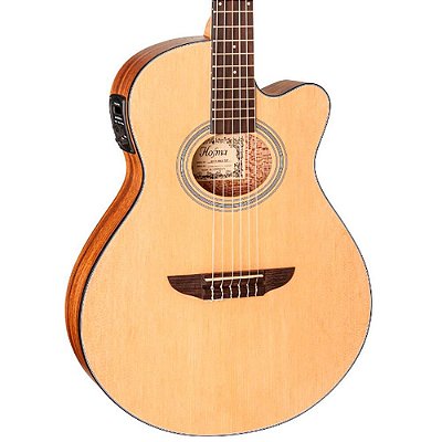 Violão Elétrico Hofma HMN298 Flat Nylon Satin Teca Natural