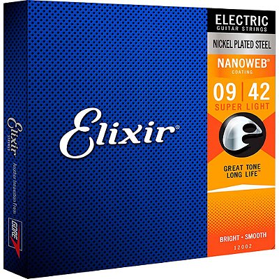 Encordoamento Elixir 12002 .009 Nanoweb para Guitarra