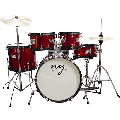 Bateria Acústica New York Junior 2T Infantil Vermelha