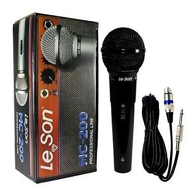 Microfone Leson Dinamico Preto Brilhante Mc200