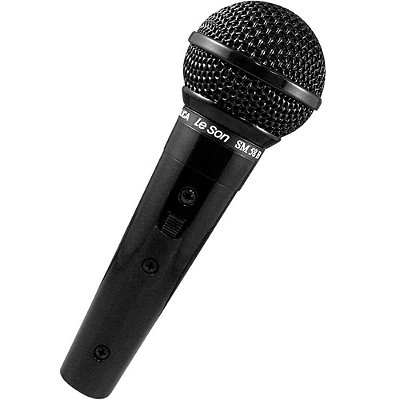 Microfone Leson Metálico Preto Sm58 B - 50hz A 15 Khz - Impedância Baixa 250 Ohm