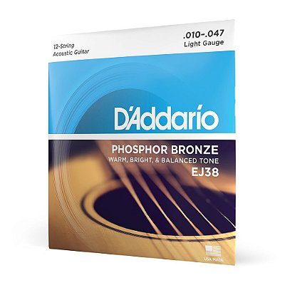 Encordoamento Violão Aço 12C 10-47 D Addario Phosphor EJ38