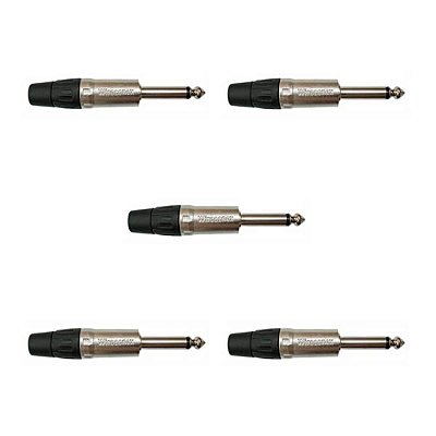 Kit Plug P10 Mono 6,3mm 1/4 Nickel Plt Ts L Bk Ni Wc 1112 (5un) Wireconex - Pç / 5