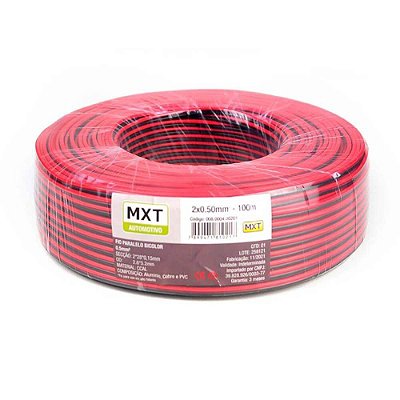 Fio Paralelo MXT Bicolor 0,5mm (2x28x0,15mm) Preto E Vermelho