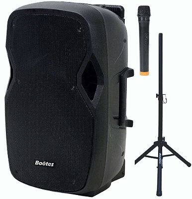 Caixa Acústica Bootes BDA1515B-FM 420w com Mic e Suporte