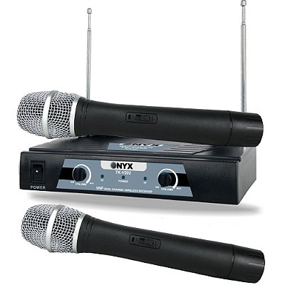 Microfone Duplo Onyx Tk V202 Vhf Sem Fio