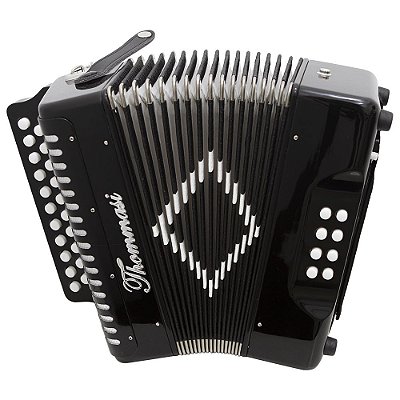 Acordeon 8 Baixos 21 Botões TA 821BS Preto Thommasi com Case