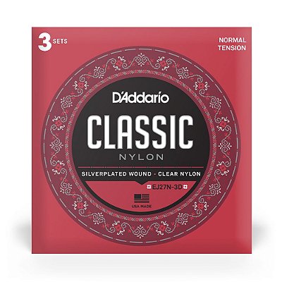 Encordoamento Violão Nylon (3 Jogos) D Addario EJ27N-3D