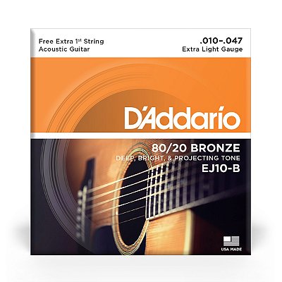 Encordoamento D'addario EJ10B .010 para Violão Aço