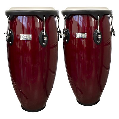 Par de Congas 11" e 12" Vermelha com Suporte New York
