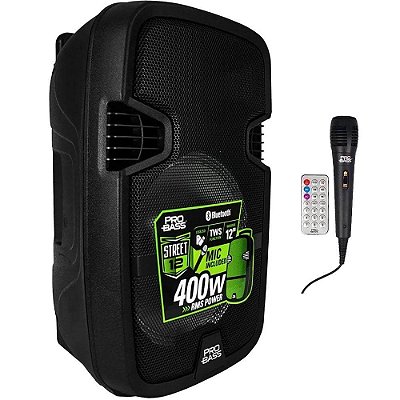 Caixa de Som Portátil Pro Bass Street 12" 400w Bateria