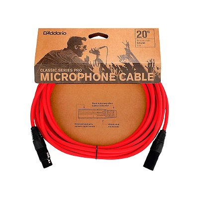 Cabo D'addario PW-CPMIC-20RD XLR Vermelho 6m para Microfone