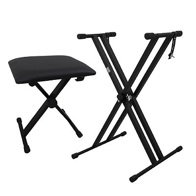 Suporte New York Duplo em X para Piano e Teclado + Banqueta