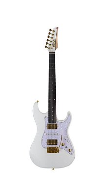 Guitarra Seizi Katana Blade HSH Pearl White Gold com Bag