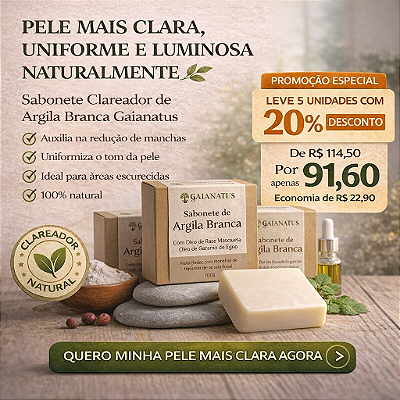 sabonete de argila branca natural
