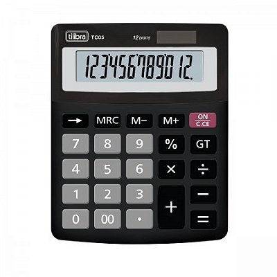 Calculadora de Mesa 12 Dígitos Pequena TC05 Preta