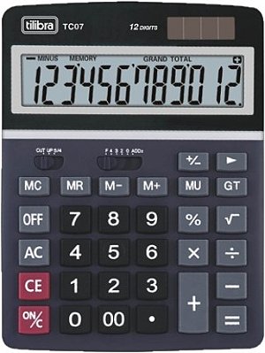 CALCULADORA DE MESA 12 DÍGITOS GRANDE TC07 PRETA