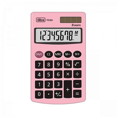 CALCULADORA DE BOLSO 8 DÍGITOS GRANDE TC03 ROSA-CLARO