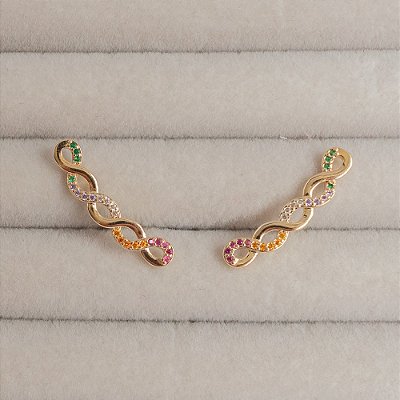 Brinco Ear Cuff Infinito Rainbow