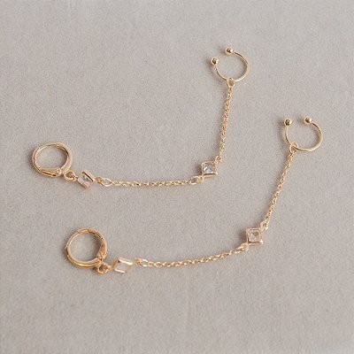 Brinco Argola com Piercing de Fake