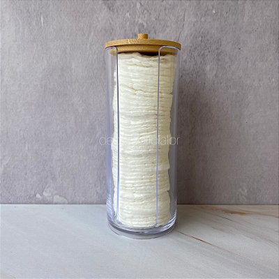 Porta Algodao Acrilico E Bambu