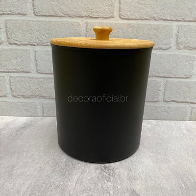 Lixeira De Pia Bambu E Plastico Preto 5l