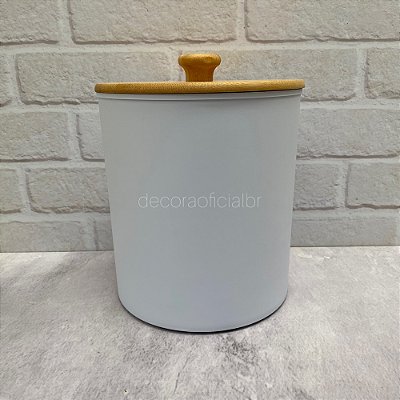 Lixeira De Pia Bambu E Plastico Branco 5l