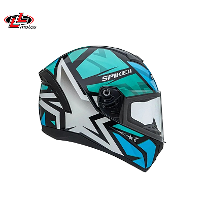 Capacete Peels Spike II 1ST Preto Brilho com Verde Água