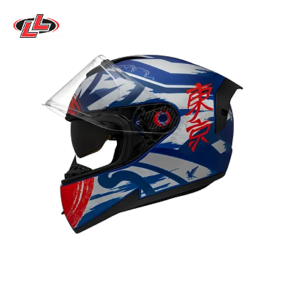 Capacete Peels Icon Tokyo Lançamento Azul Fosco e Branco Prateado C/ Óculos Interno