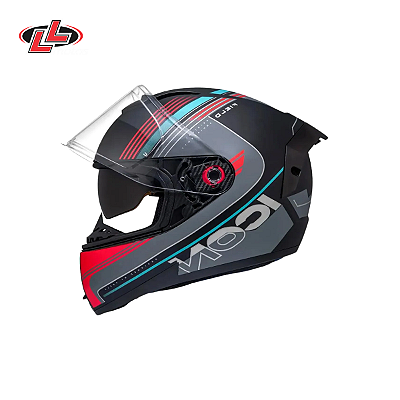 Capacete Peels Icon Pro Field Preto Fosco/Ciano C/ Óculos Interno