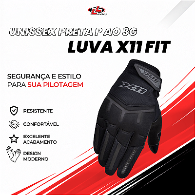 Luva X11 Fit X Unissex Preta P ao 3G