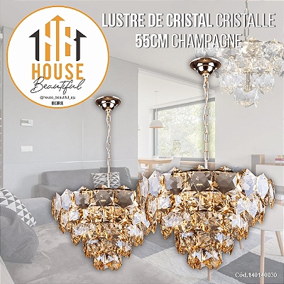 Lustre de cristal Cristalle 55cm Champagne