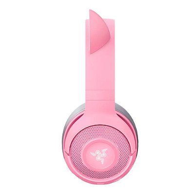Razer Kraken Kitty Fone de ouvido para jogos RGB USB: THX 7.1 Spatial Surround Sound - Iluminação Chroma RGB - Microfone retrátil com cancelamento de ruído ativo - Moldura de alumínio leve - para PC - Quartzo rosa (Encomenda, 10 Dias úteis)