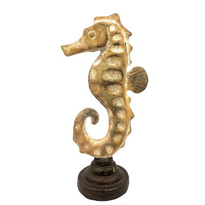 Escultura Cavalo Marinho Bege Grande