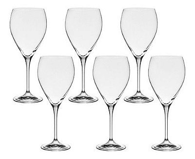 Jogo de 6 Taças de Cristal Bohemia Lenny Vinho Tinto 430 ml