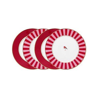 Set 4 Pratos de Pão Rosa/Vermelho - Love Birds - Pip Studio