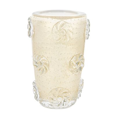 Vaso Murano G Flowers Quartzo Pérola com Ouro 24k