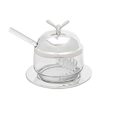Porta Mel com Abelha Prata - Shefield Plate