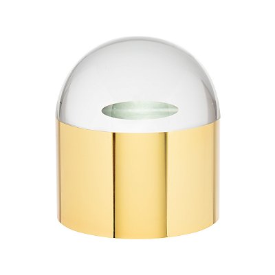 Peça Decorativa Meia Lua em Metal Dourado e Cristal