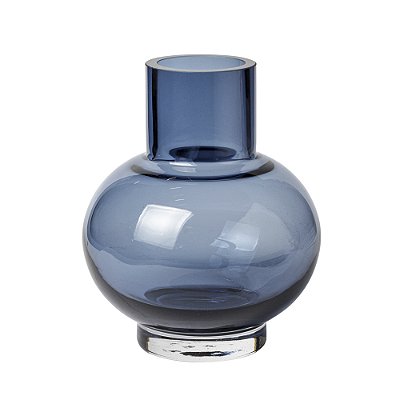 Vaso de Vidro Azul Bojudo Borda Reta