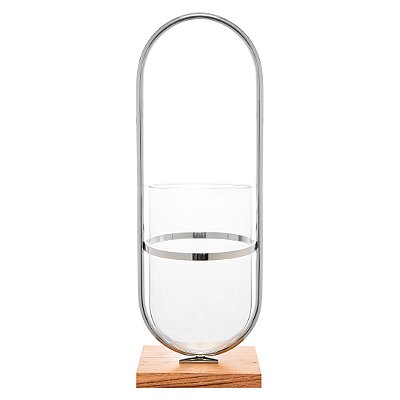 Vaso Decorativo com Base Madeira