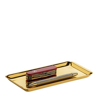 Bandeja Salvinha Retangular Pequena Ouro 24k - Riva