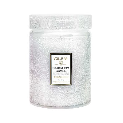 Vela Voluspa Pote Vidro G 100h Tampa Vidro Relevo Sparkling Cuvee