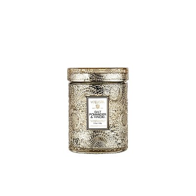 Mini Vela Voluspa Pote Vidro 50h Relevo Gilt Pomander e Hinoki