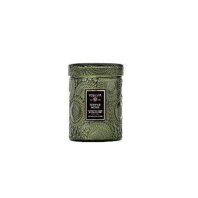 Mini Vela Voluspa Pote Vidro 50h Relevo Temple Moss
