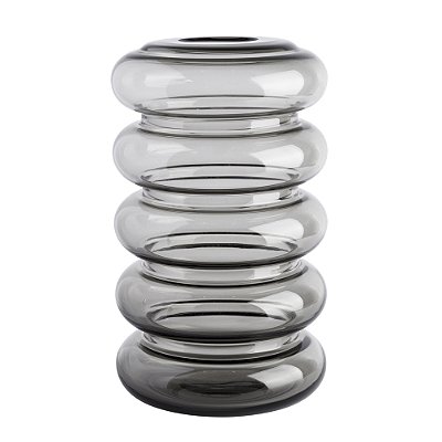 Vaso de Vidro Cinza Transparente 5 Ondas