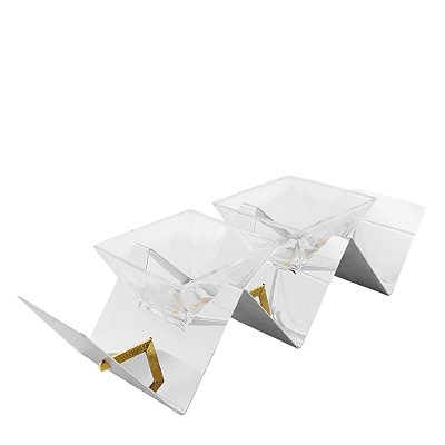 Porta Aperitivo Duplo Craquele com Detalhes Ouro 24k - Riva